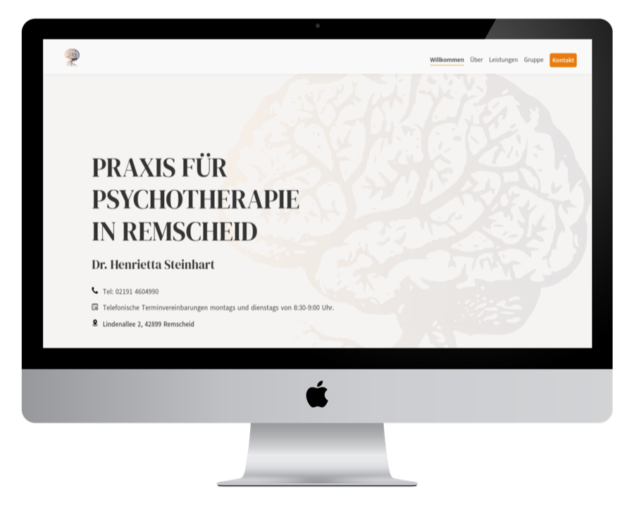 Screenshot der Startseite von Henrietta Steinhart Psychotherapie